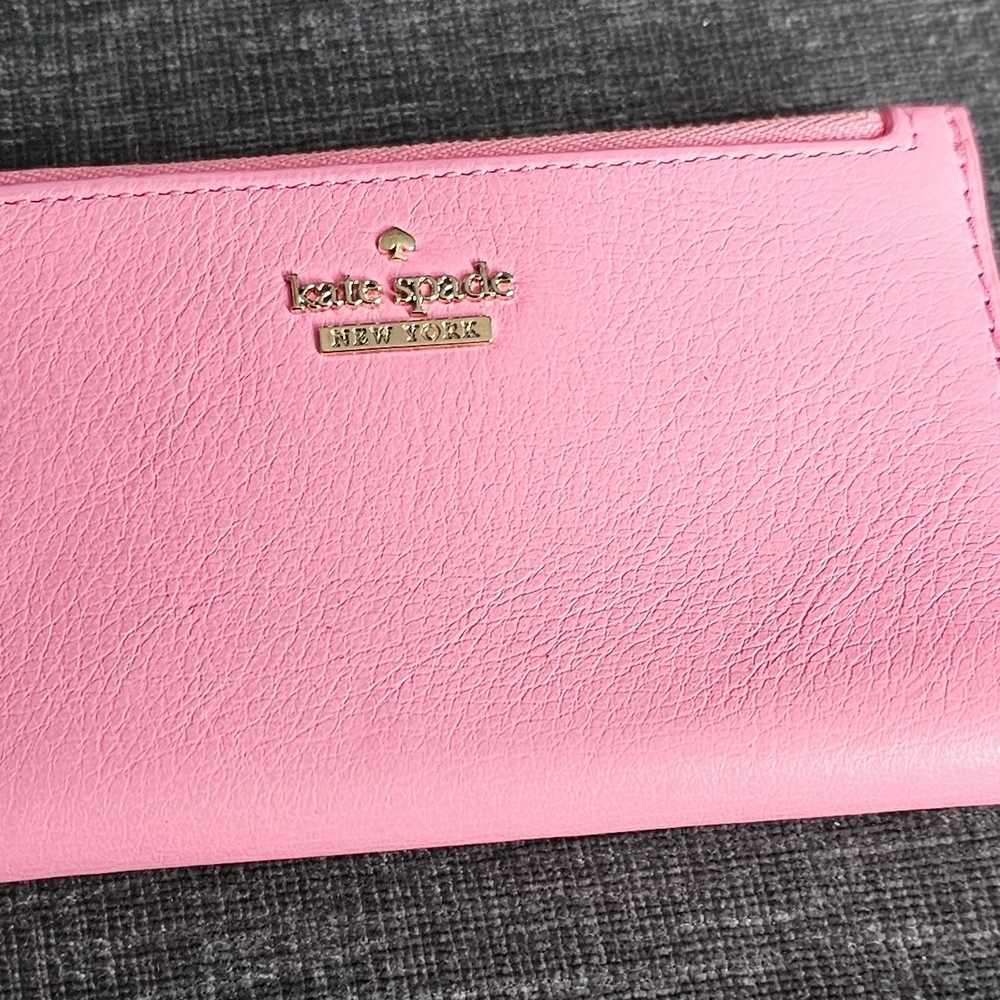 kate spade Pink Leather Continental Wallet with Gold Logo